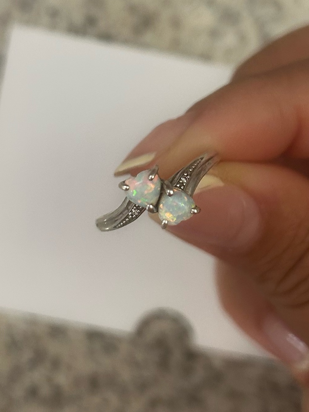 Helzberg Diamonds Opal Double-heart Ring